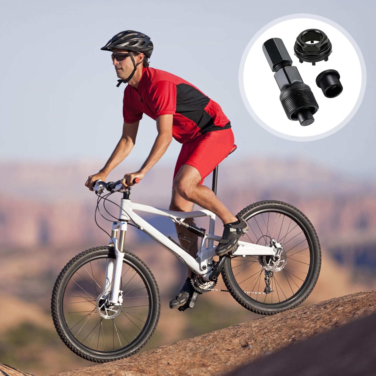 Narzędzie do zamka łańcucha rowerowego, 42 mm, czarne narzędzie do suportu z ściągaczem korby, ściągacz korby rowerowej z 8 zębami dla wielu typów rowerów
