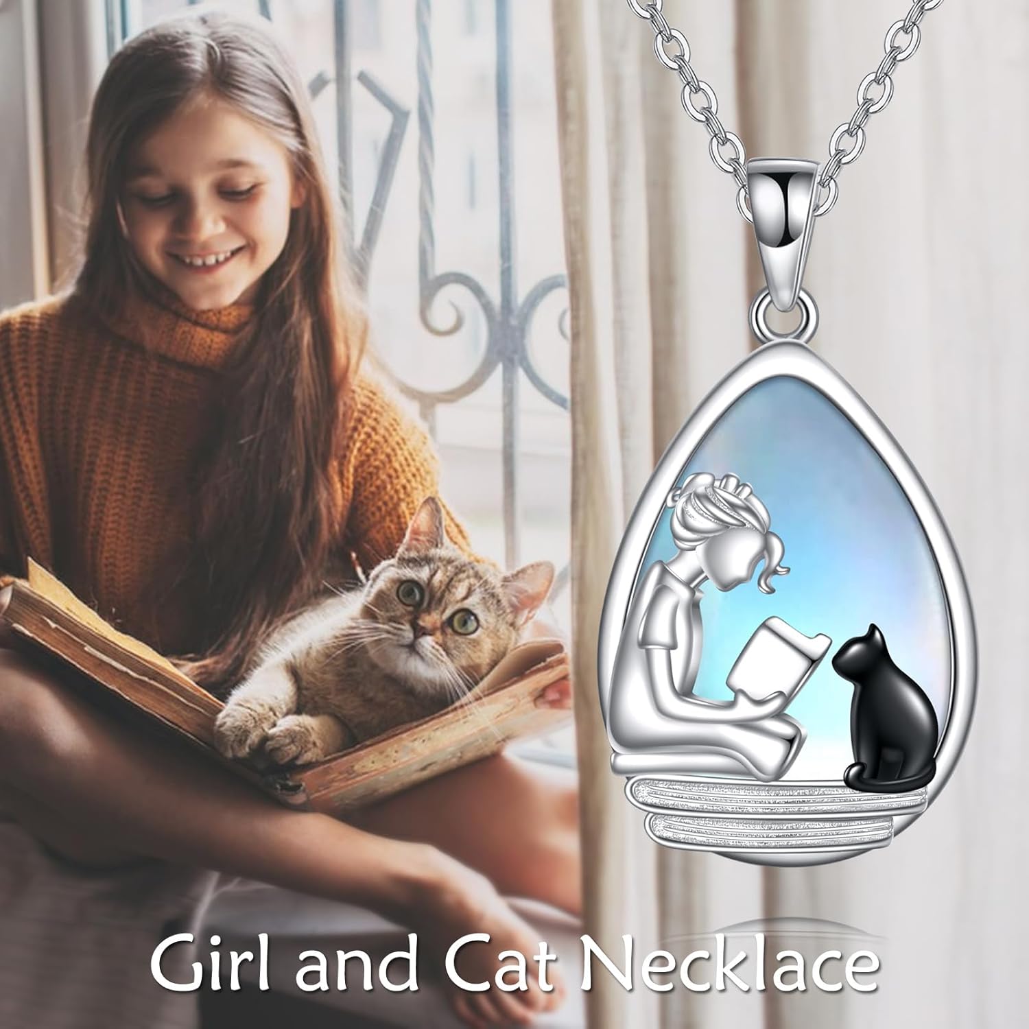 YFN 925 Sterling Silver Book Lover Necklace Reading Pendant for Women Christmas Graduation Gift Jewelry for Student Friends Classmate Book Lover - Image 5