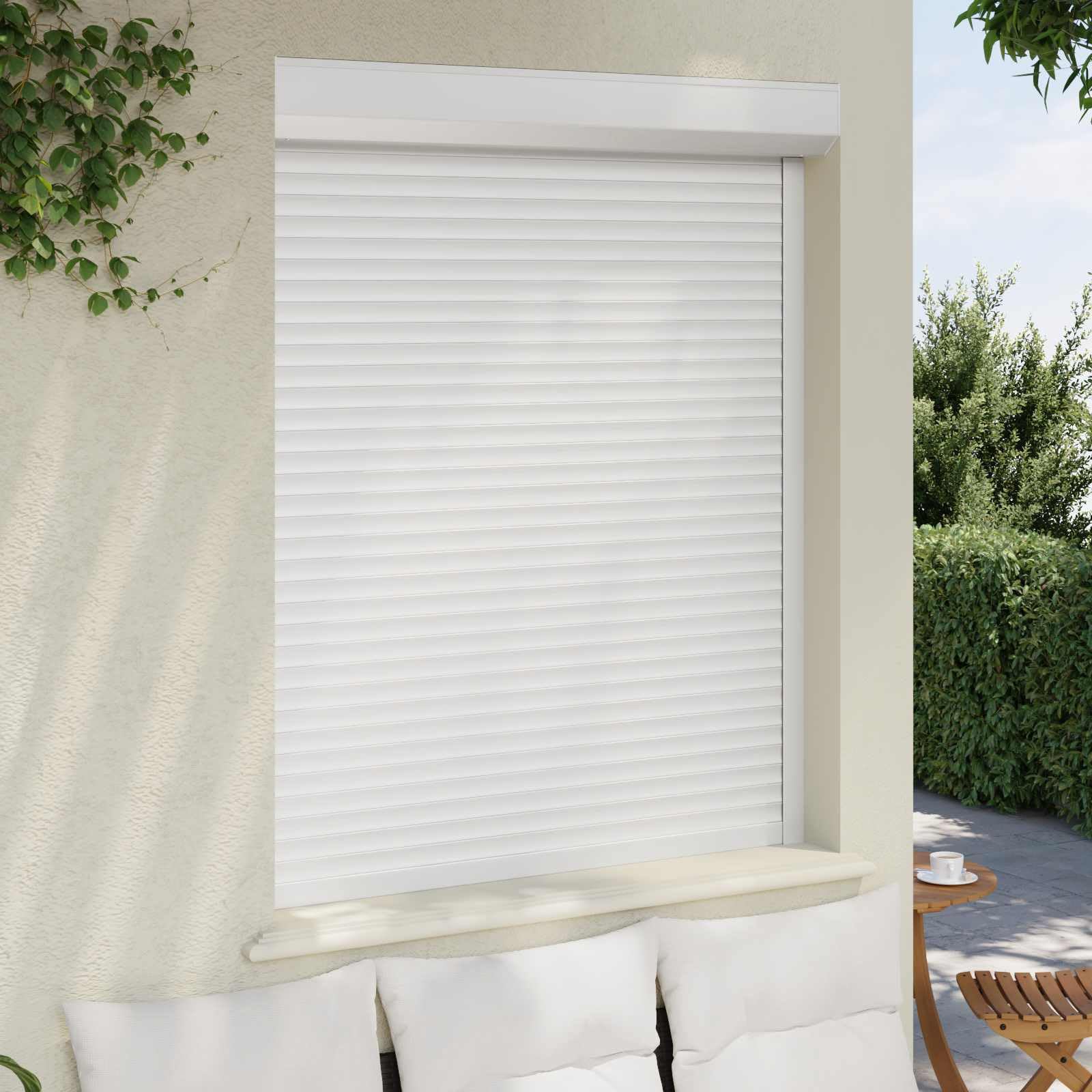 Volet roulant blanc en aluminium et polyuréthane 120 x 150 cm avec lamelles pour fenêtre, brise-vue, protection solaire, occultant, protection thermique et anti-effraction extérieur