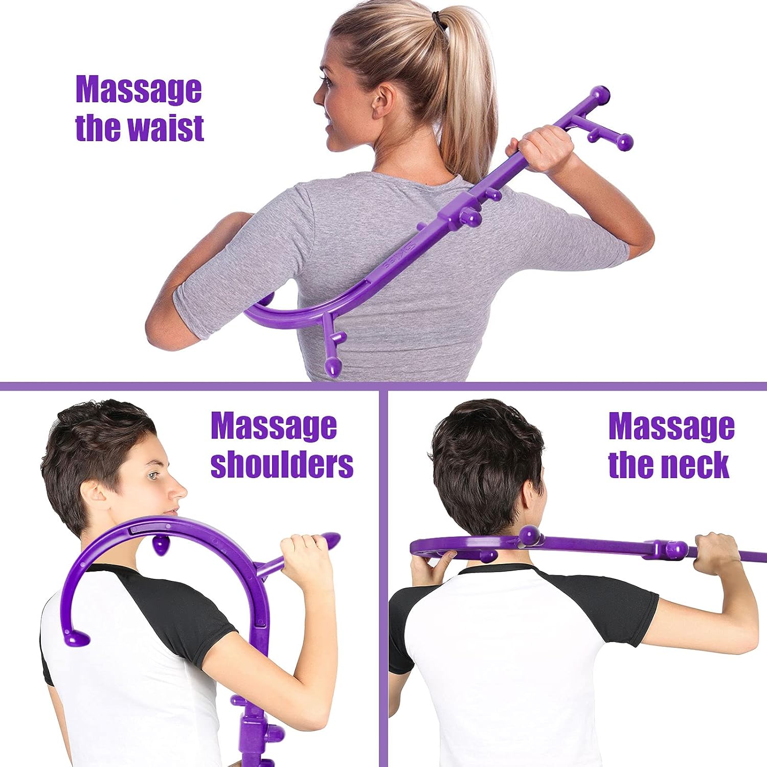 Trigger Point Therapy Self Massage Tool, Lower Back Massager, Neck Massager, Shoulder Massager, Myofascial Release Tool - Deep Muscle Massage (Purple) : Health & Household