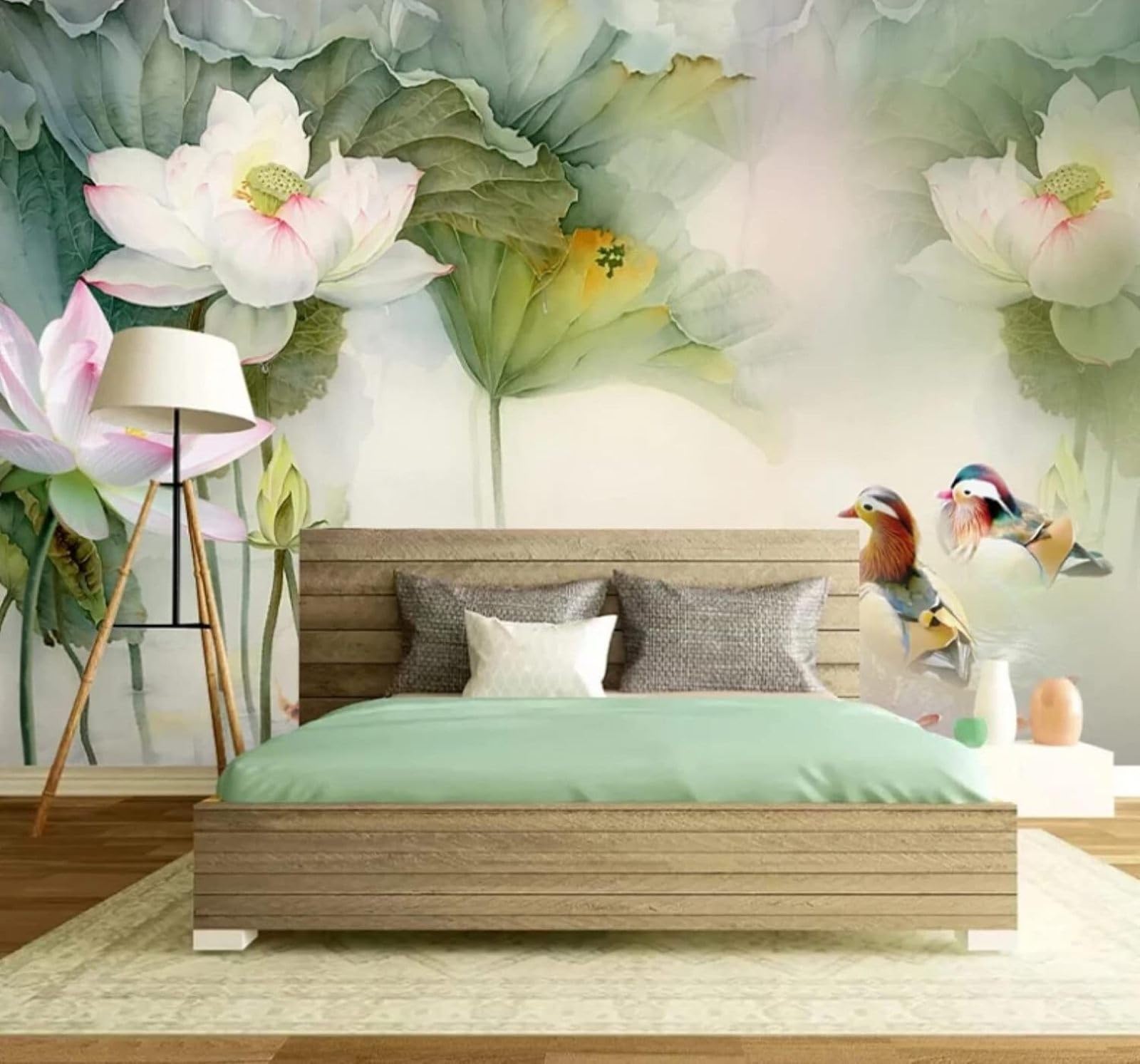 XLMING Three Dimensional Fresh Lotus Duck Little Fish 3D Wallpaper Luxury Home Dining Decor Paste Sofa Living Room The Wall for Bedroom Mural-300cm×210cm