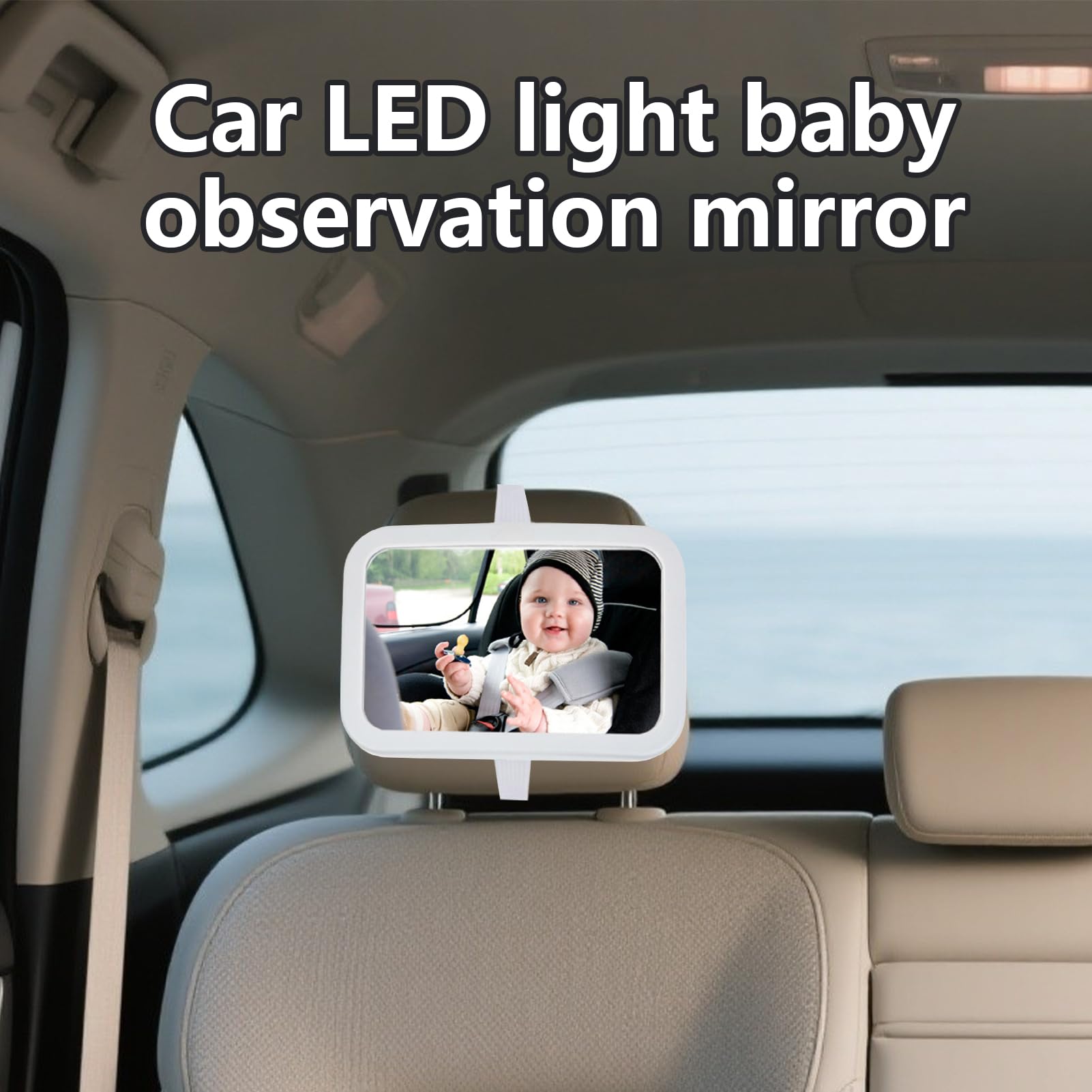 Miroir De Siège Auto Pour Bébé Orienté L'Arrière Miroir LED Grand Angle