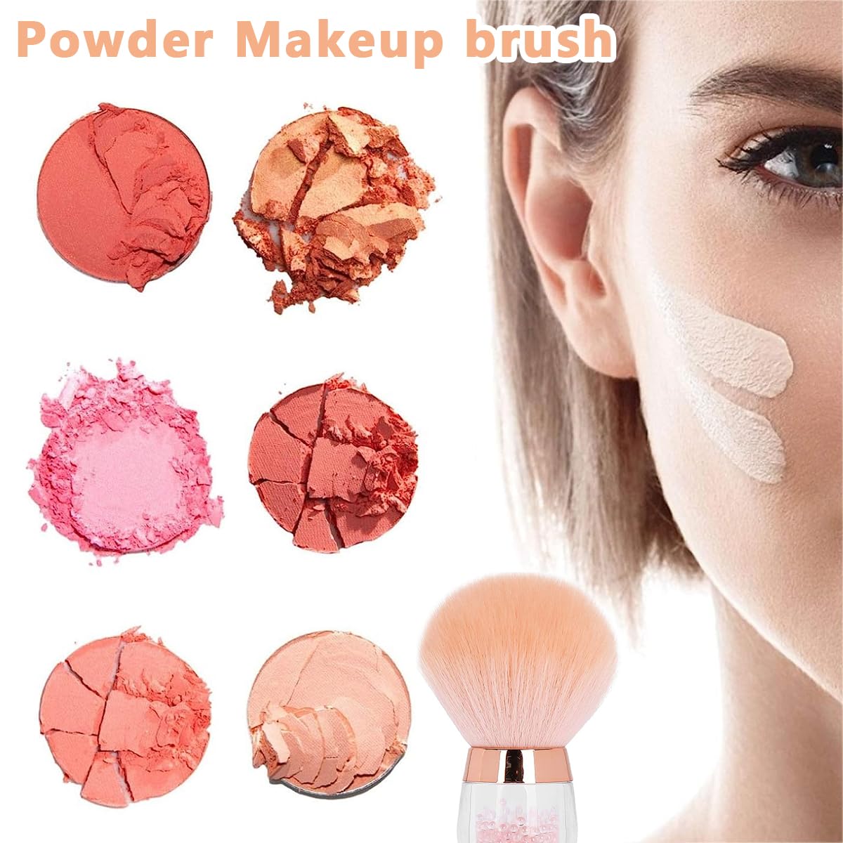 MAYCREATE Large Powder Brush, Fluffy Bendable Handle for Face Makeup 2