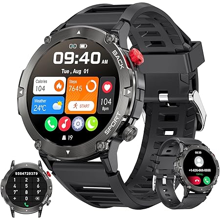 Tipmant Montre Connectée Unisexe avec Appel Bluetooth,1.85 HD IP68 Android iOS