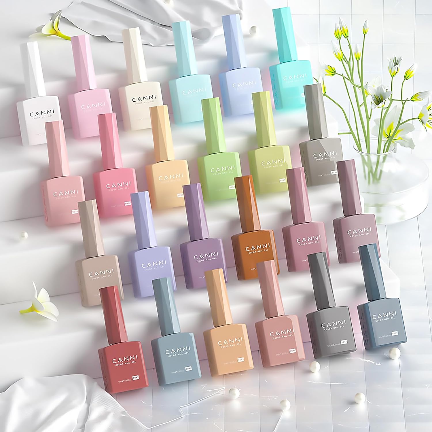 CANNI 30Pcs Gel Nail Polish Set - 9ML Spring Summer Colors Hot Pink, Green, Yellow, Blue, Purple Pastel Gel Kit, Soak Off UV LED Nail Polish for DIY Manicure at Home & Salon