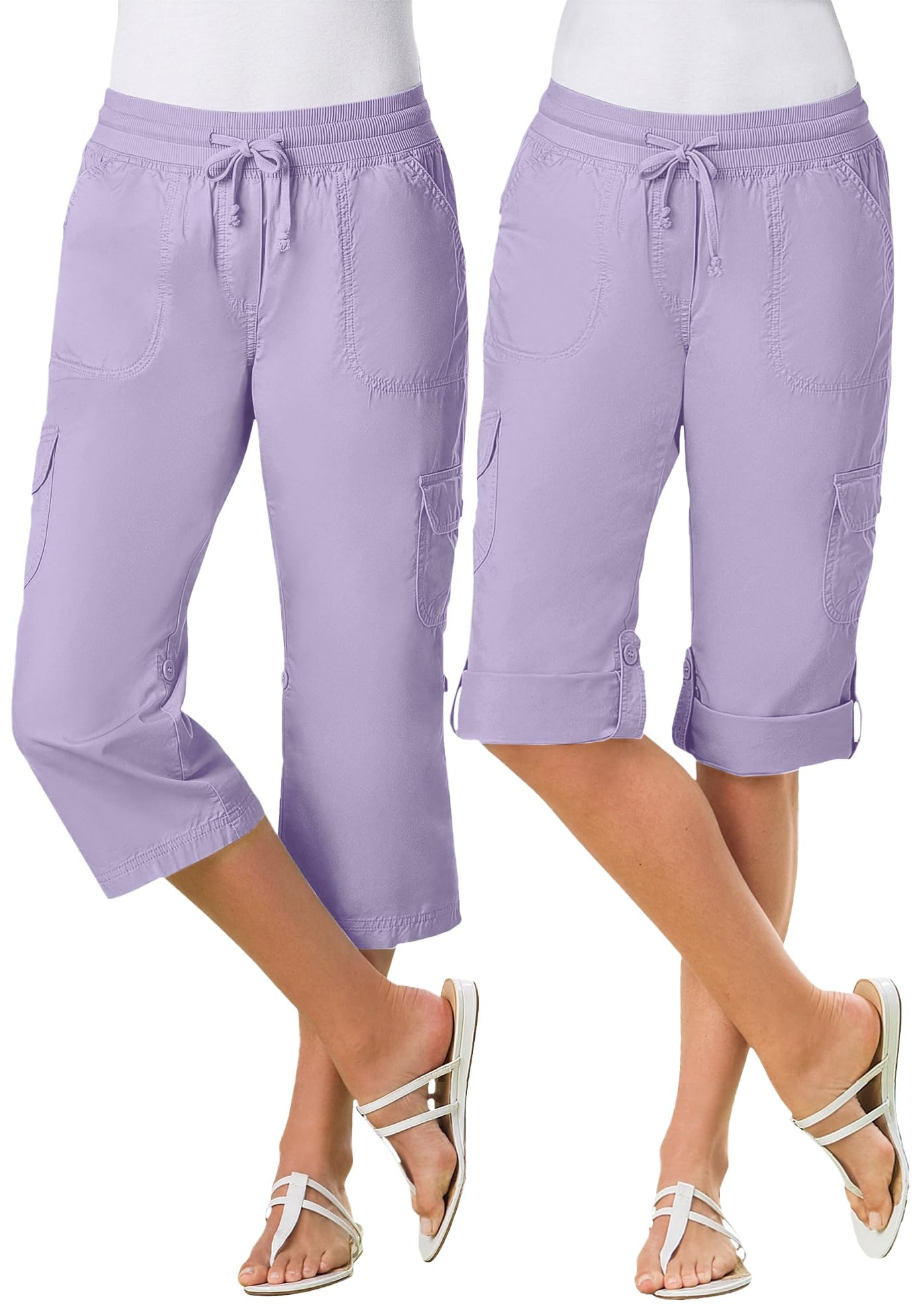 Woman Within Plus Size Convertible Length Cargo Capri Bermuda