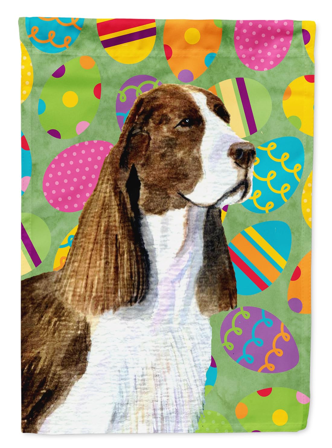Drapeau Springer Spaniel pour embellir un petit espace vert au printemps