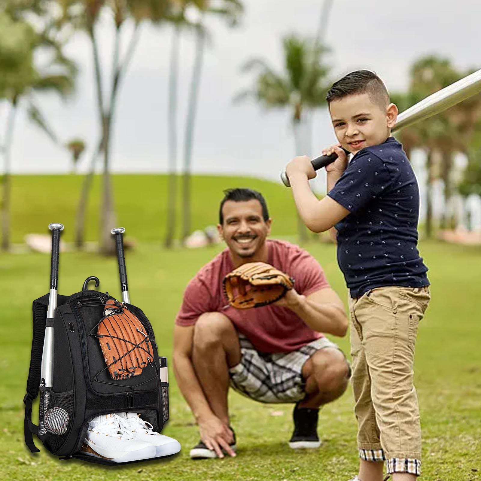 Baseball-Rucksack – Softball-Rucksack mit Schuhfach für Jungen – große Kapazität Jugend-Baseball-Rucksack für Helme, Schläger, Ausrüstung für Jugendliche und Erwachsene, Schuhe