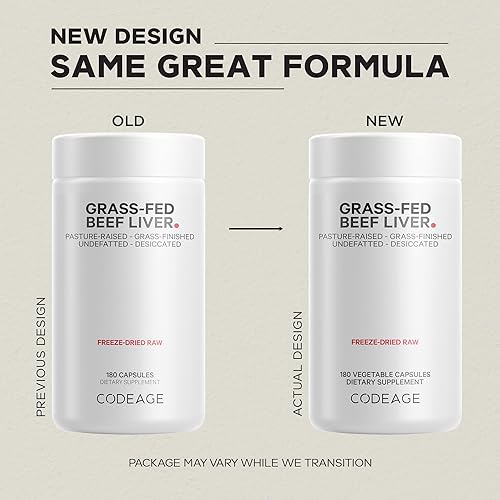 Miniatura 3 de Codeage Suplemento de hígado de carne alimentada con pasto, superalimento, liofilizado, sin desgrasar, desecado, glandulares de hígado de res