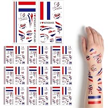 20Pcs World Cup Temporary Football Tattoos,National Flag Waterproof Transfer Tattoo Stickers for Soccer Fans International Sports Events Party Decorations (Safe, Easy Transfer),Netherlands
