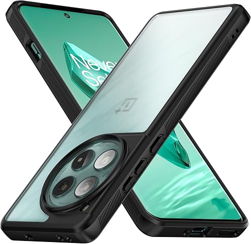Foluu Funda delgada para OnePlus 12 2024, parte trasera de policarbonato duro mate translúcida y TPU suave a prueba de golpes, resistente a los