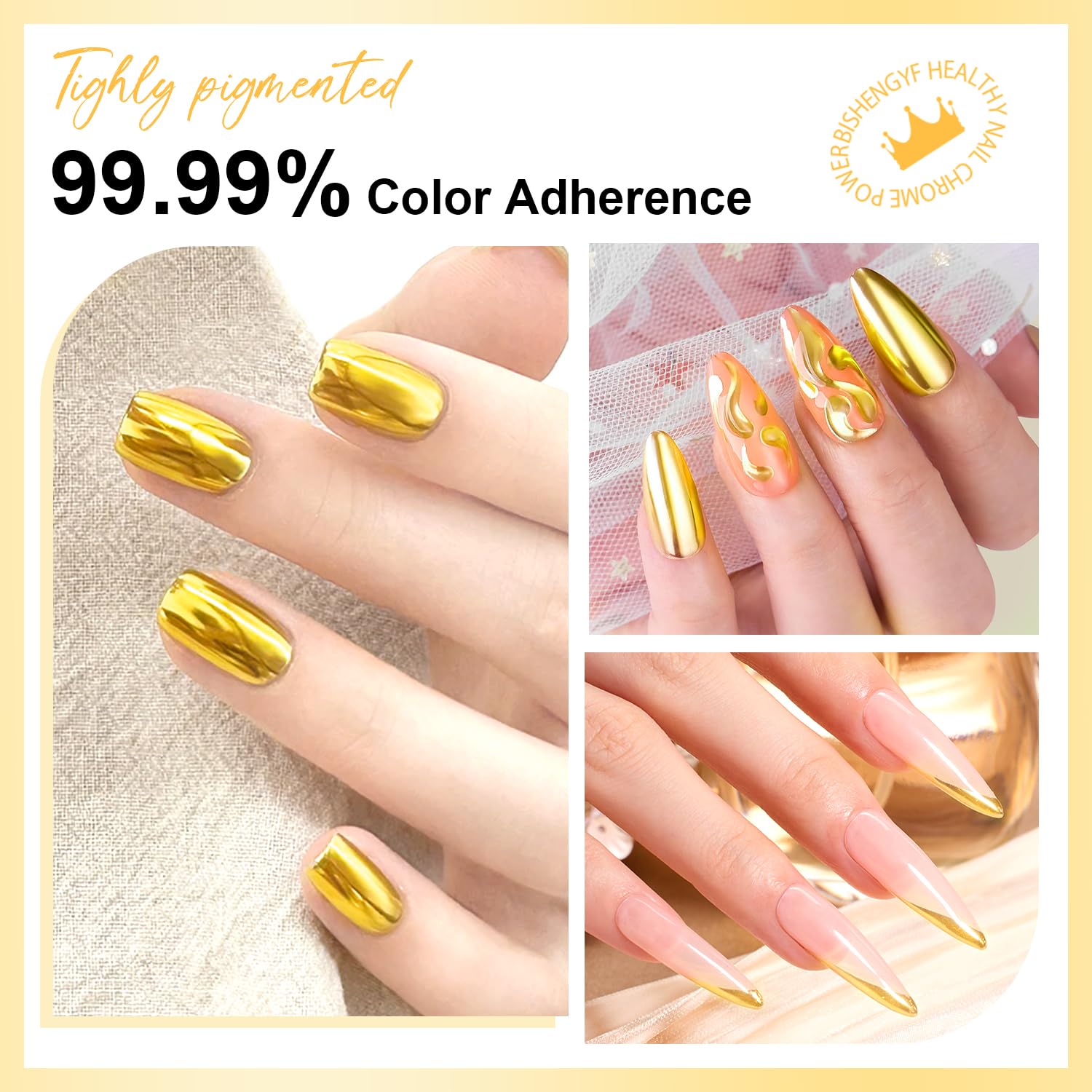 BISHENGYF Gold Chrome Nail Powder, Metallic Holo Nail Chrome Powder - Image 3