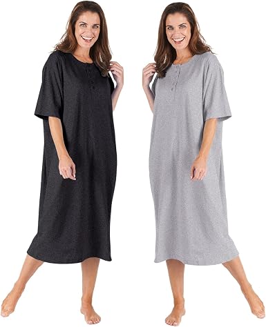Womens Henley Nightshirts - Set of 2 