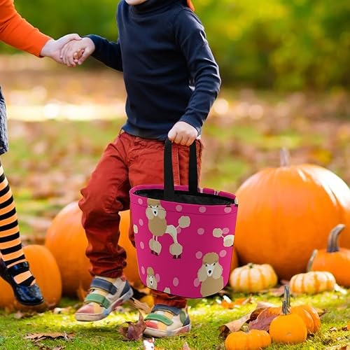Miniatura 7 de Caniche Dog Halloween Trick or Treat Party Favor Bolsas de mano Cesta de caramelo Reutilizable Cubo Portátil