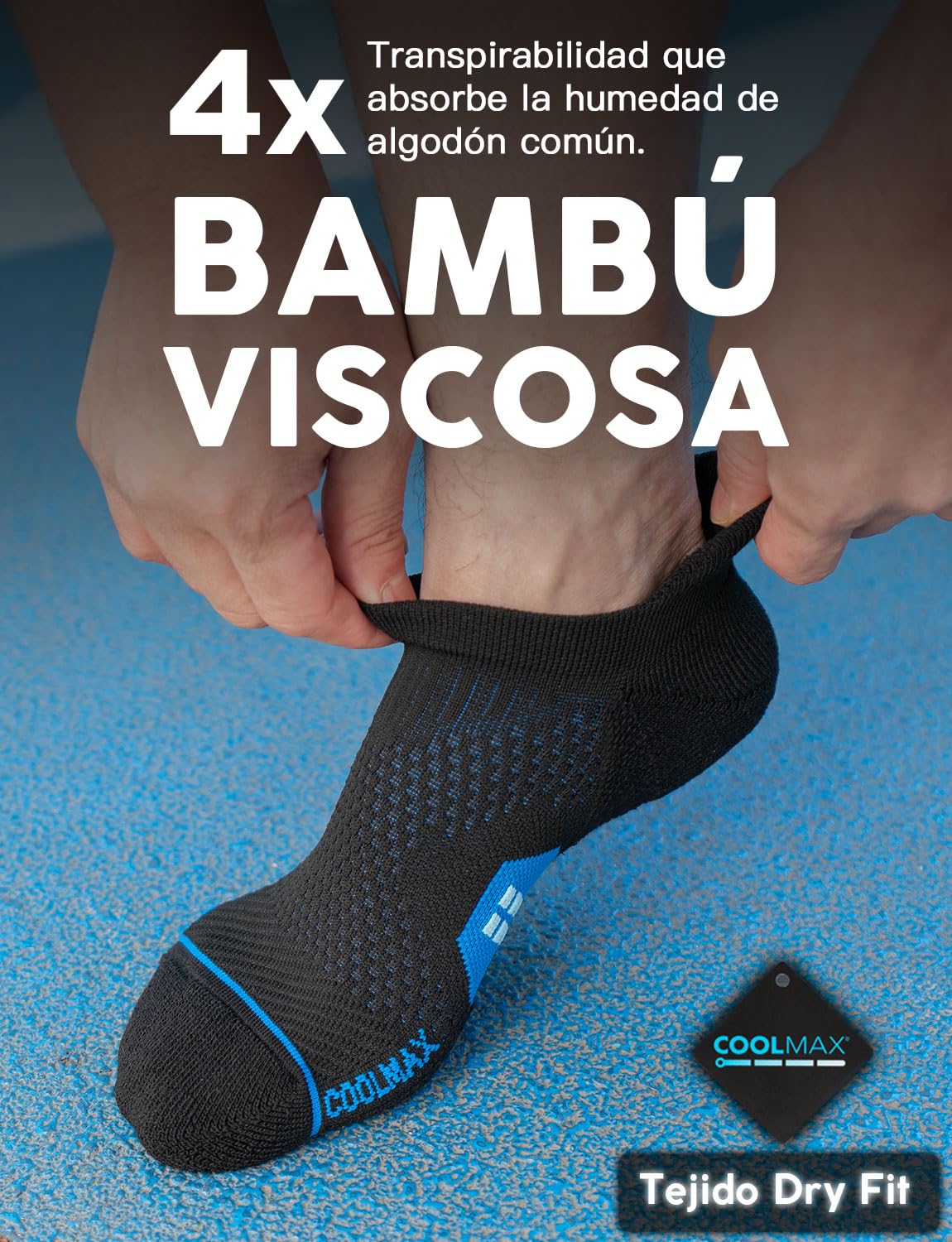 Juclise Calcetines de compresión Coolmax Bamboo, calcetines cortos para correr, transpirables y