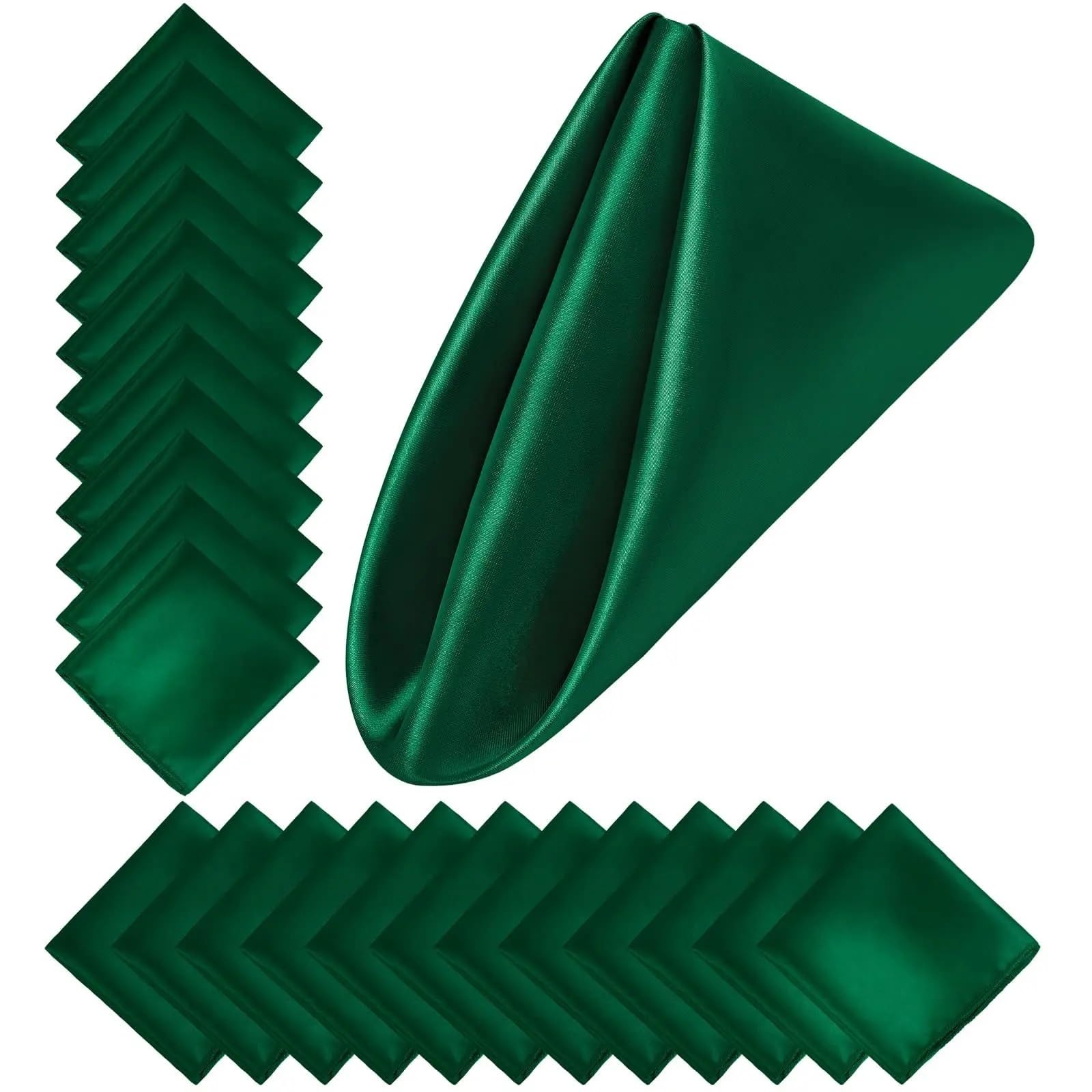 Table Napkins 24Pcs 30x30cm Satin Napkin Square Dinner Napkins Weddings Party Soft Table For Romantic Decoration(24Pcs Green)