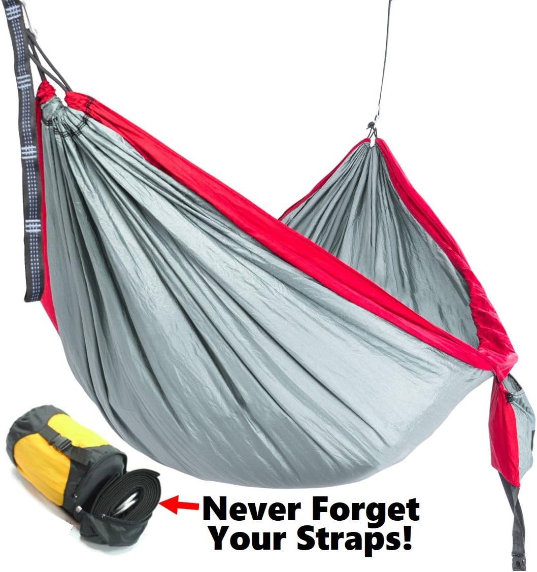 Camping Hammock with Tree Straps, Best Portable Parachute Hammocks for Hiking, Beach Fun, or Backyard Relaxation