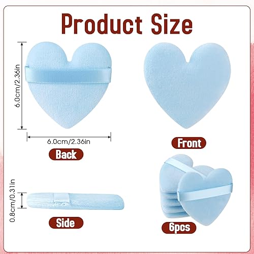 Miniatura 3 de 6 piezas de polvo en forma de corazón, base de maquillaje suave, esponja, aplicador de maquillaje para contornear, ojos y esquina, licuadora de