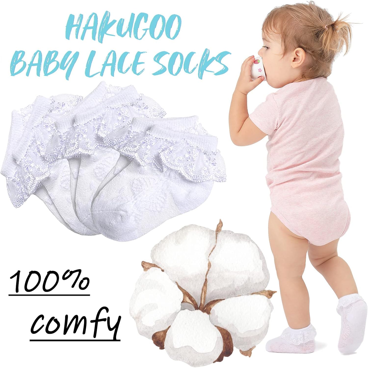 Baby Girl Lace Socks Eyelet Ruffle Socks 2/3/5/6 Pairs Princess Dress Socks Newborn Infant Toddler - Image 2