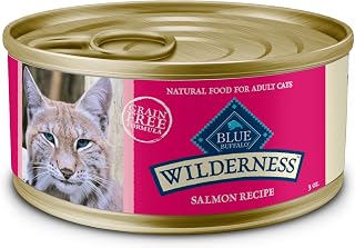 Blue Buffalo Wilderness Natural High-Protein Grain-Free Wet Food for Adult Cats, Salmon Paté, 3-oz. Cans, 24 Count