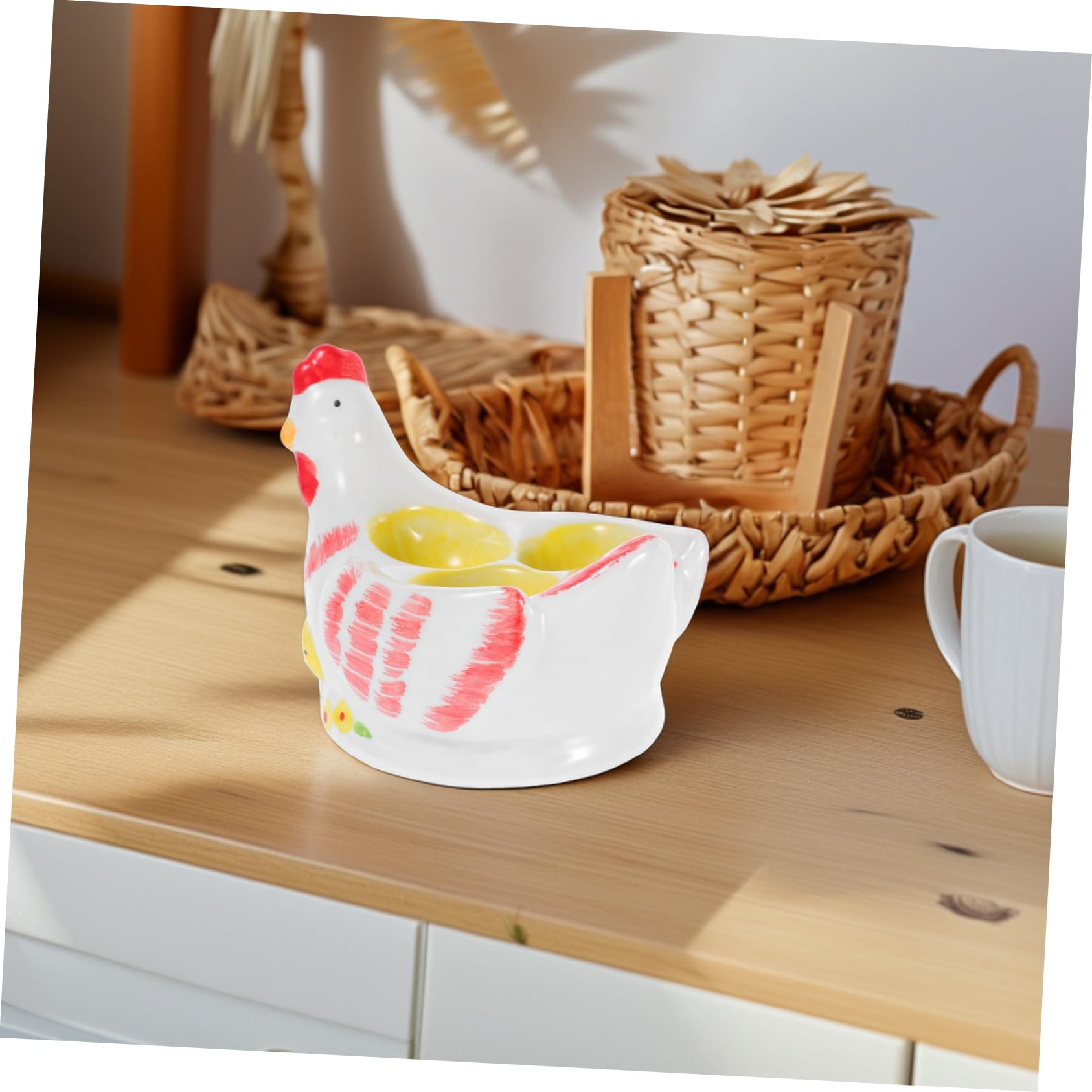 Alipis Porte Œufs Coq Forme Plateau Œufs Durs Coquetier Présentoir Cuisine Rangement Table