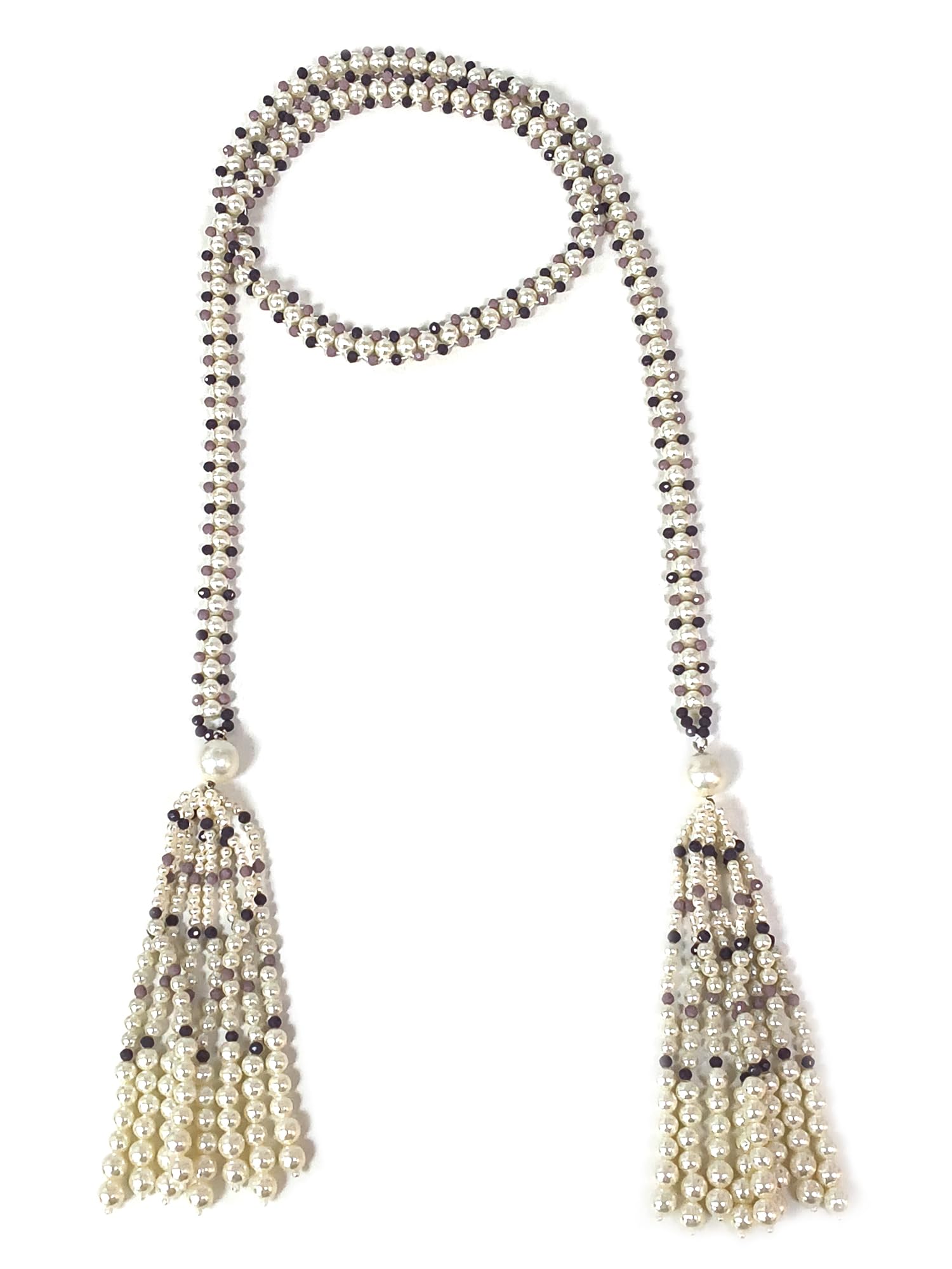 karatcart Luxurious Multi-Layer Purple Crystal Pearl Beaded Necklace for Women-picture-25