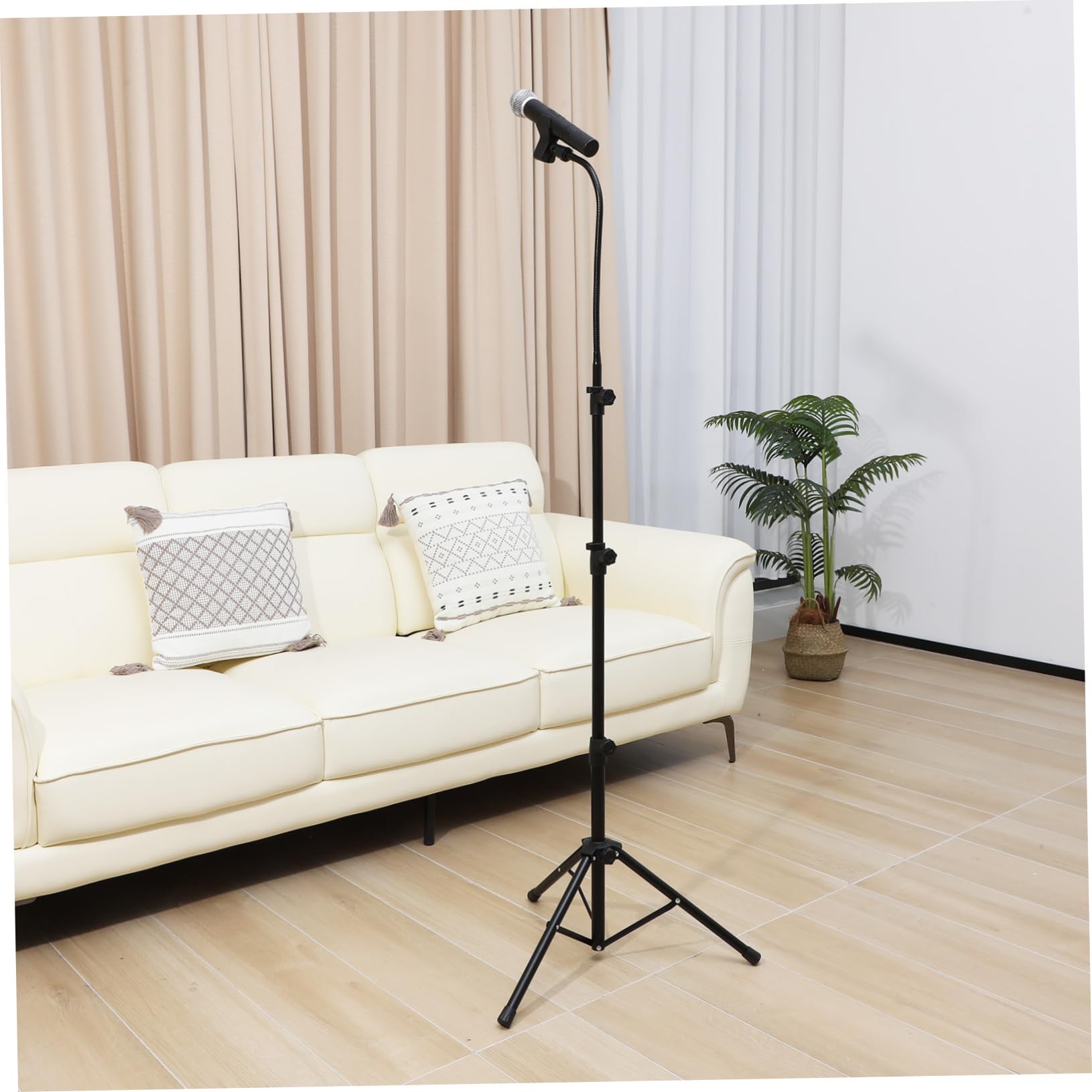 1zestaw Stojak Mikrofon z Regulacją Tripod Kompaktowy i Przenośny Idealny Do Występów Scenie Nagrywania i Transmisji Żywo z Dodatkową Torbą Do Przechowywania