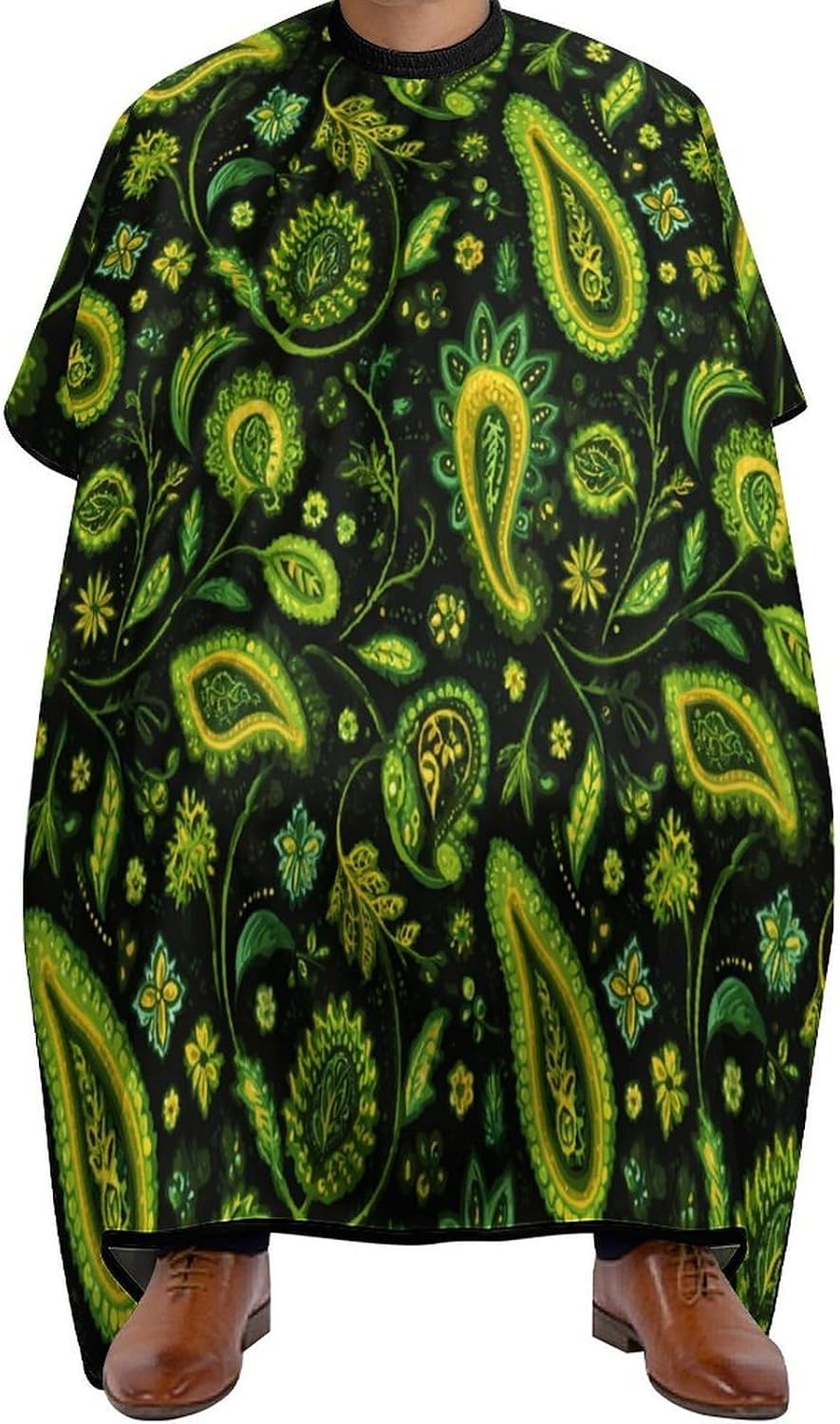 Capa profesional para corte de cabello diseño Paisley verde con cierre ajustable miniatura 1