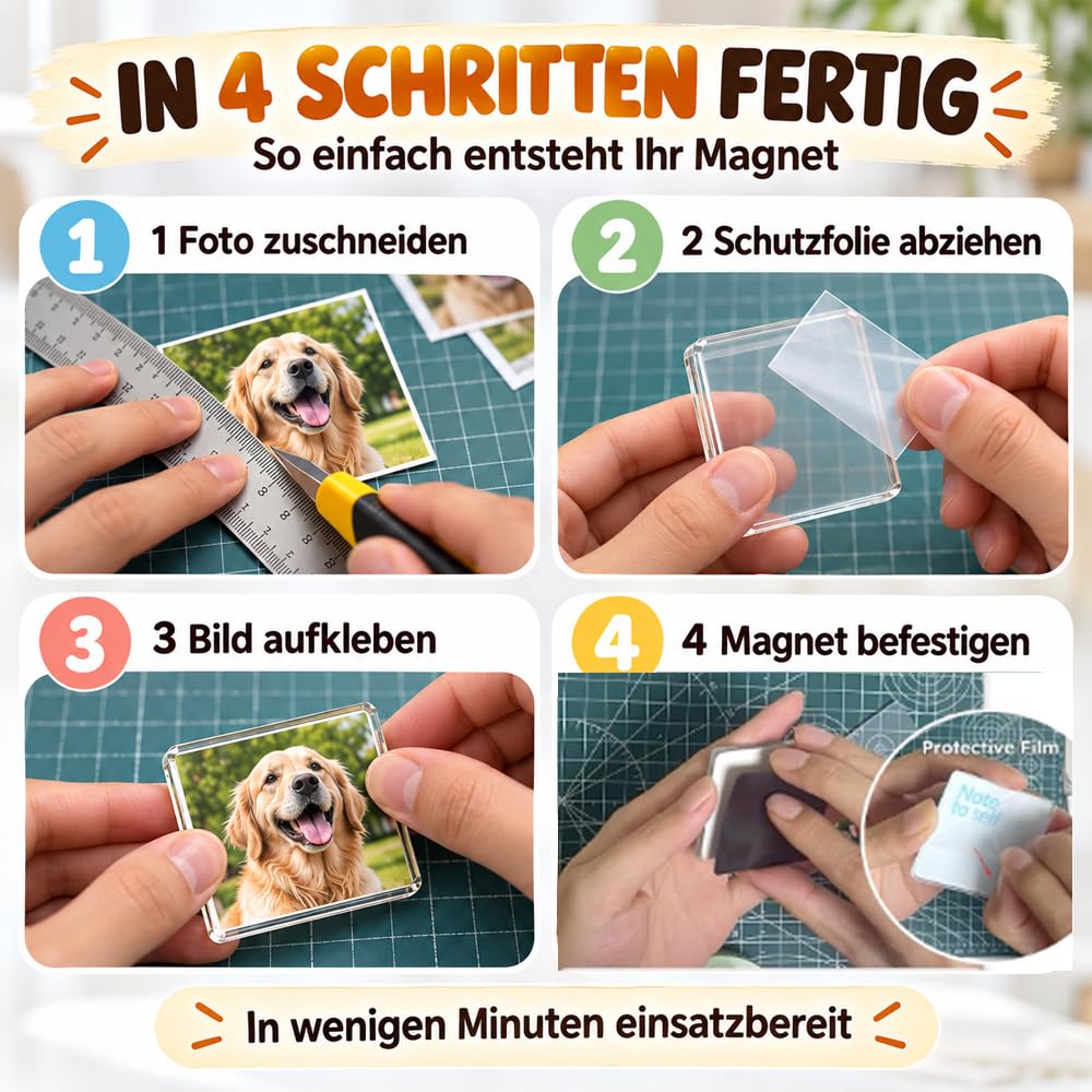 DIY Acrylic Fridge Magnet Kit,3 mm Dick Verschiedene GrößEn DIY-Bastelset FüR KüHlschrankmagnete,FüR KüChen, BüRos Und Klassenzimmer Sowie FüR Personalisierte Geschenke (30PCS - 5 * 8 CM)