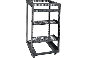 RIVECO Open Frame Server Rack with TV Fix Caster, PDU, Rack Shelves