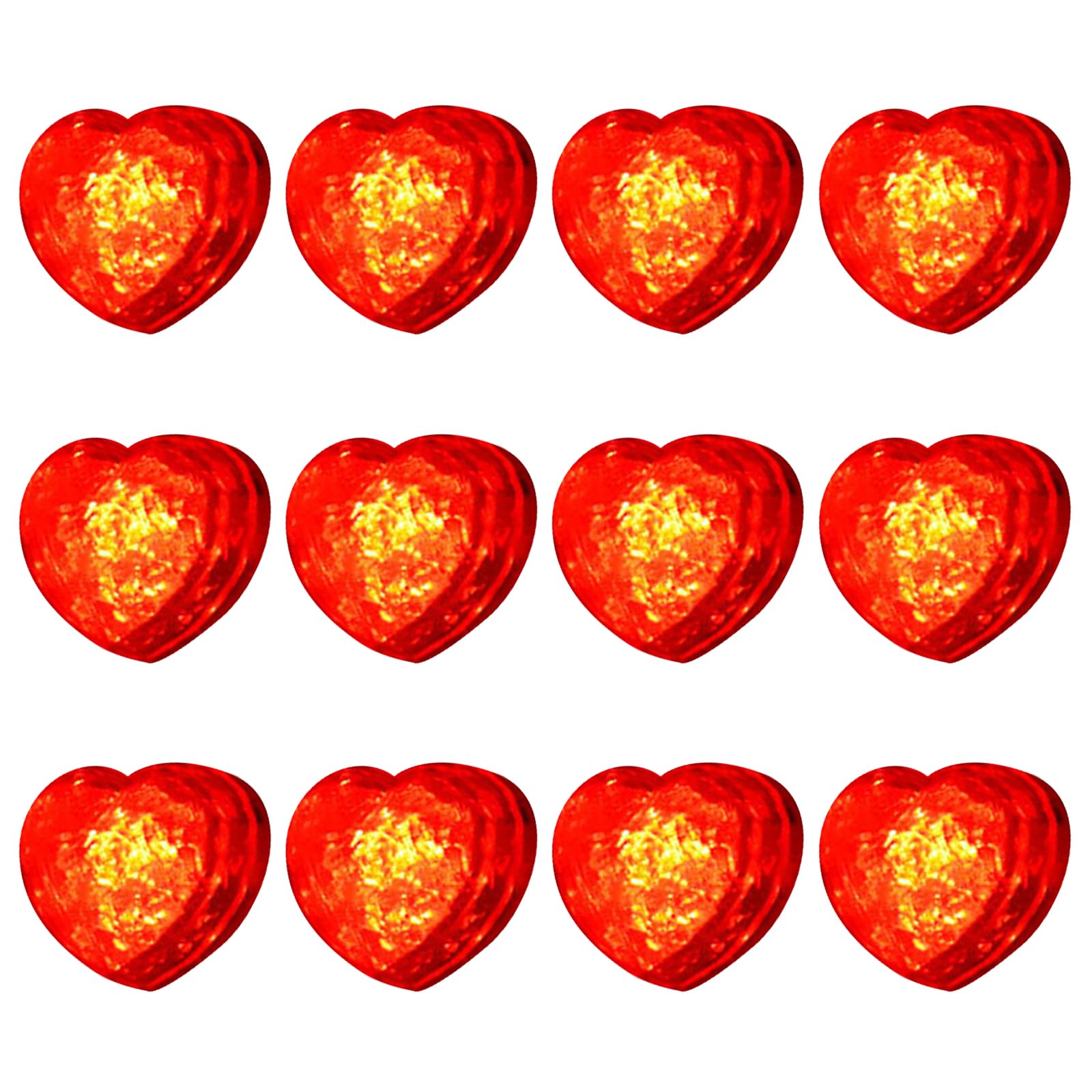 MALSSE 12PCS Multicolor Flashing LED Heart Ice Cubes Water Activated Party Drinking Accessories Beverage Cocktails Decorations Flashing Heart Ice Cubes