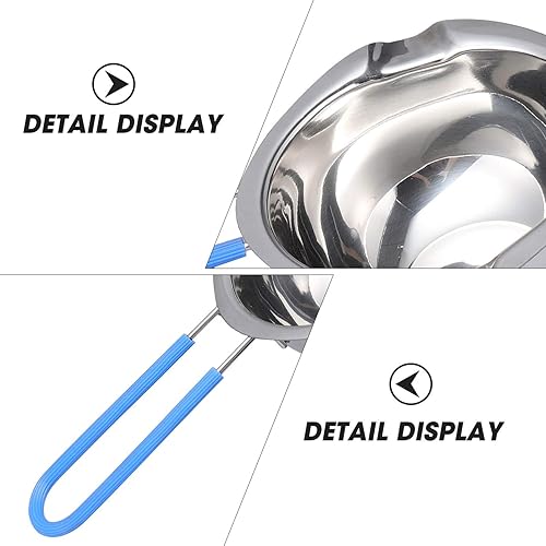 Miniatura 5 de Hemoton Olla de doble caldera de acero inoxidable con inserto universal de acero con mango de silicona para derretir chocolate, mantequilla, queso,