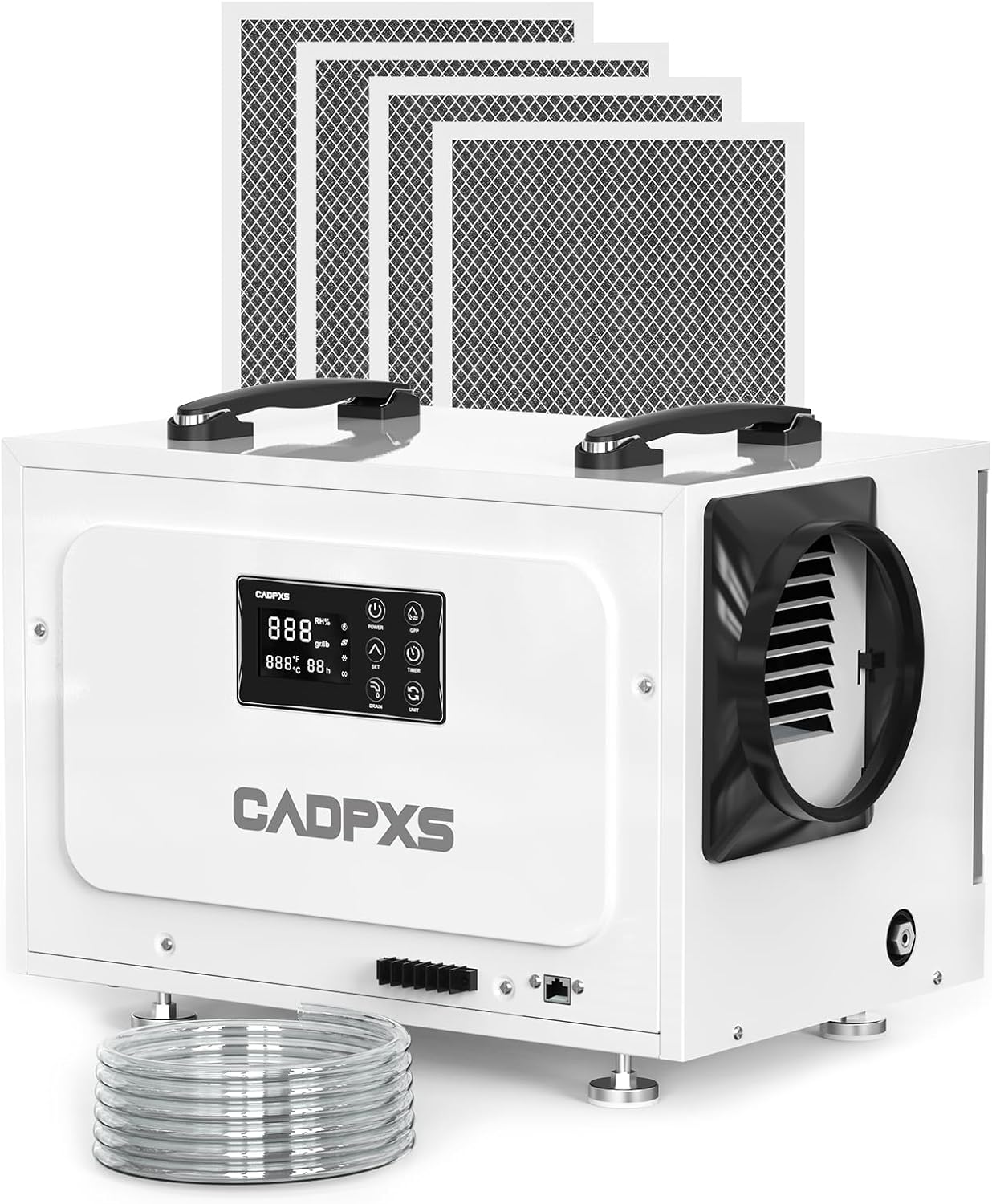 CADPXS Crawl Space Dehumidifier with Pump 125 Pint + MERV-1 Filter Replacement Set, Crawlspace Commercial Dehumidifier for Basement, Compact, Auto Defrost
