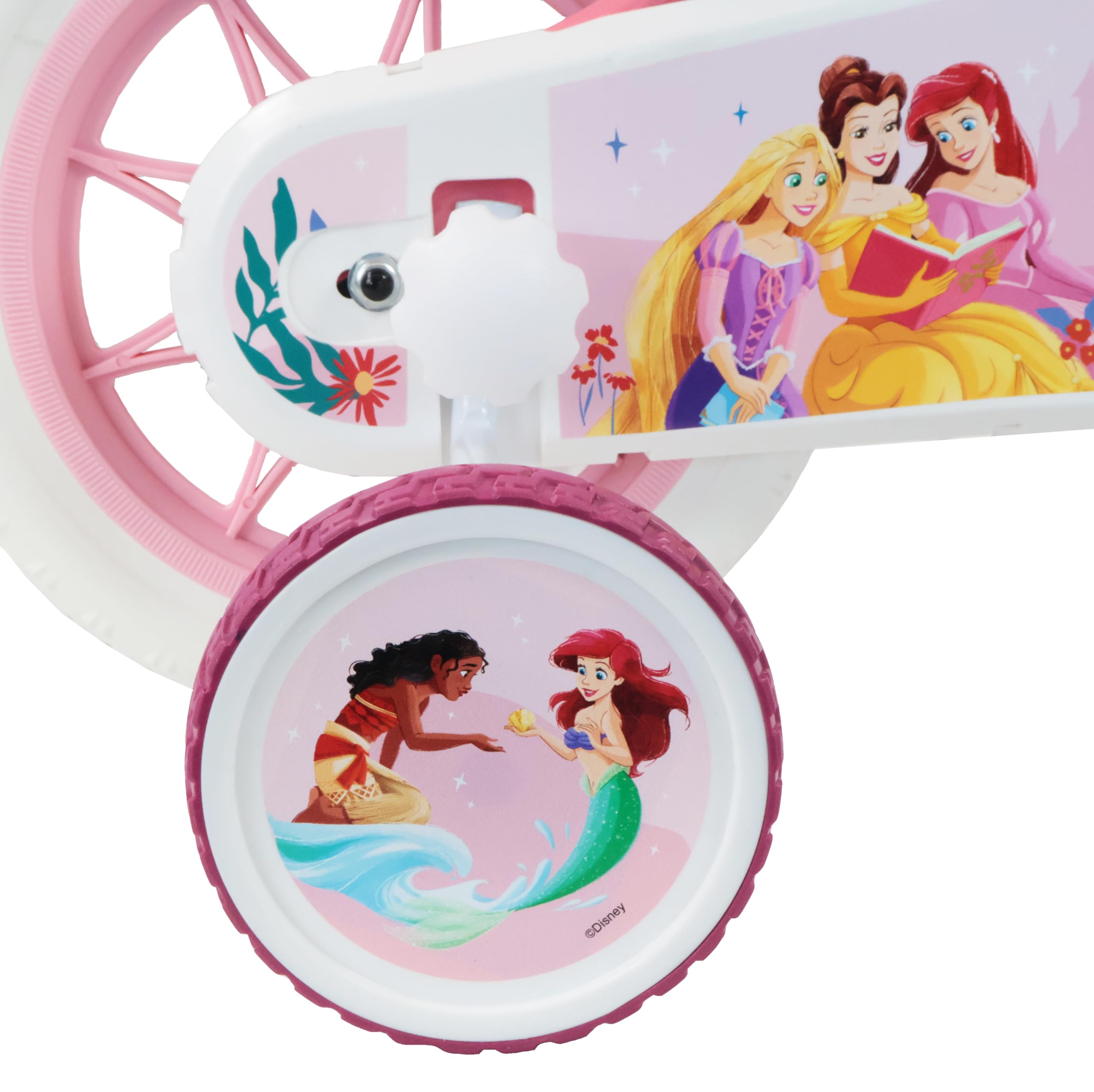 Denver Bike Bicicletta Bambina 12 Pollici Licensed Princess 2-4 Anni, Rotelle Removibili, Freno Anteriore Caliper, Telaio Acciaio, Ruote EVA Antiforatura, Trombetta e Portabambola