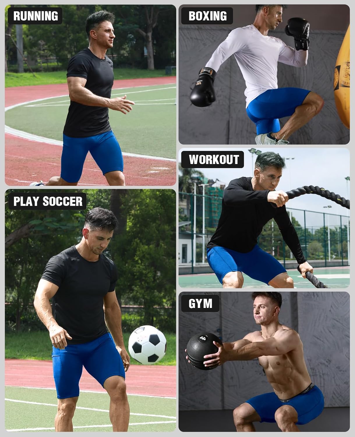 Niksa 2/4 Pack Compression Shorts Men with Pocket, Spandex Running Shorts Sport Athletic Workout Performance Underwear - Image 6