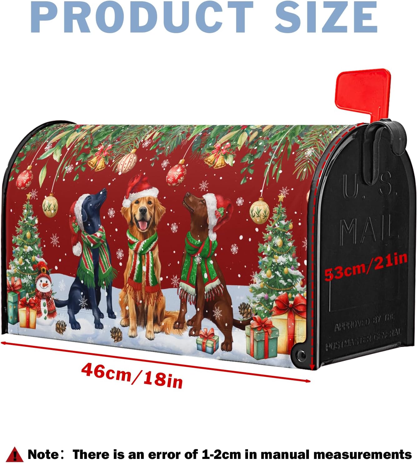 Christmas Dog Tree Mailbox Covers Magnetic Winter Xmas Snowman Mailbox Cover Standard Size 21 x 18 Inch Winter Holiday Mail Box Wraps for Farmhouse Garden Yard Decor