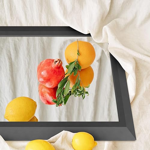 Miniatura 3 de Amorho Espejo de baño negro, 40 x 36 pulgadas con forma de diamante, espejos de pared con marco de metal para sobre fregadero, dormitorio, sala de