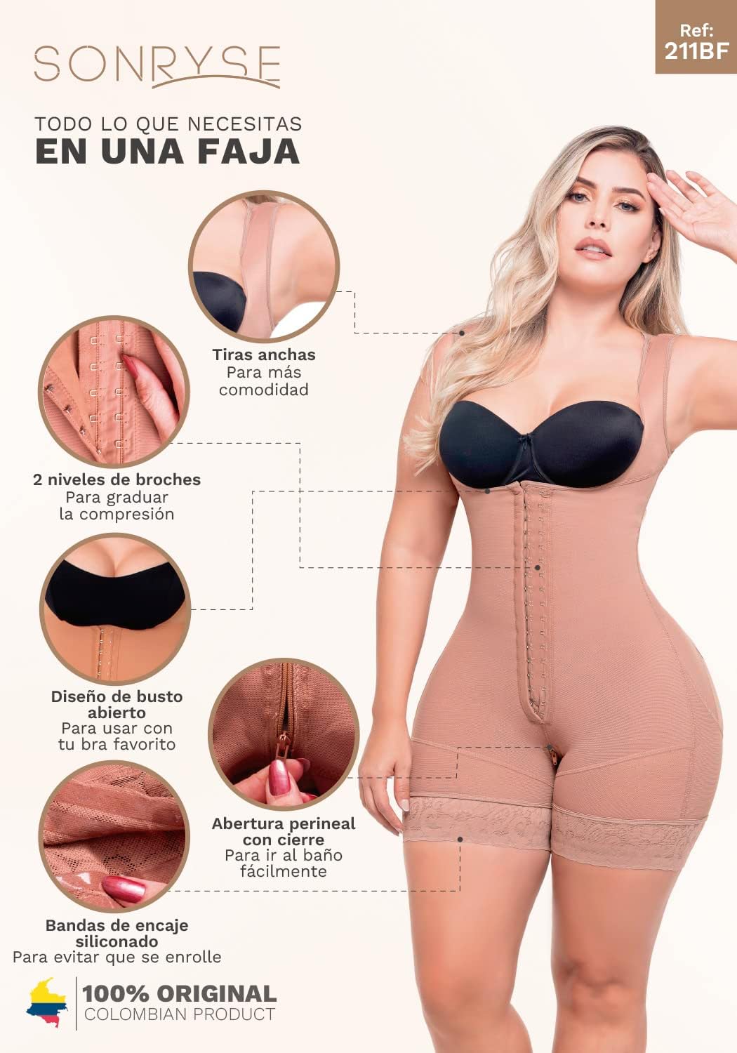 Sonryse Shapewear for women Fajas Colombianas Moldeadoras | Stage 2 Faja Control Shapewear after Tummy Tuck and Liposuction - Image 2