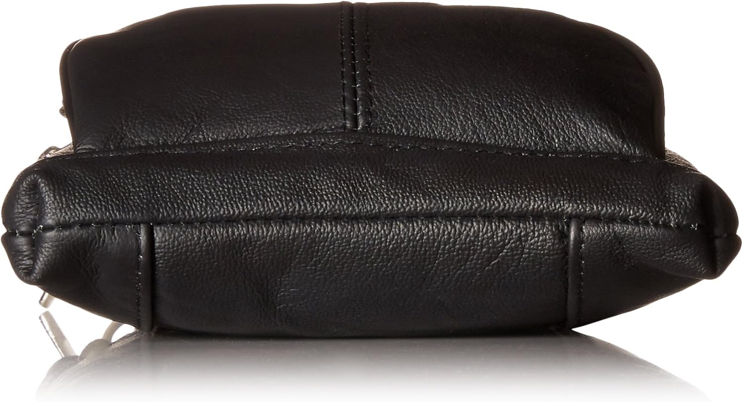 Roma Leathers Genuine Cross Body Purse Bag, Multi-Pocket, Black - Image 4