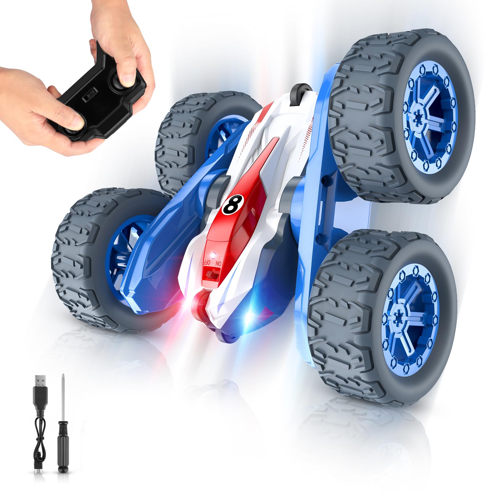 Sootouo Macchina Telecomandata Acrobatica, 4WD RC Auto Macchinina Radiocomandata Car 360° Rotazione Giochi Bambini 3 4 5 6 7 8 9 10 Anni Regalo Bimbo Pasqua Compleanno Giocattolo All'Aperto Giardino