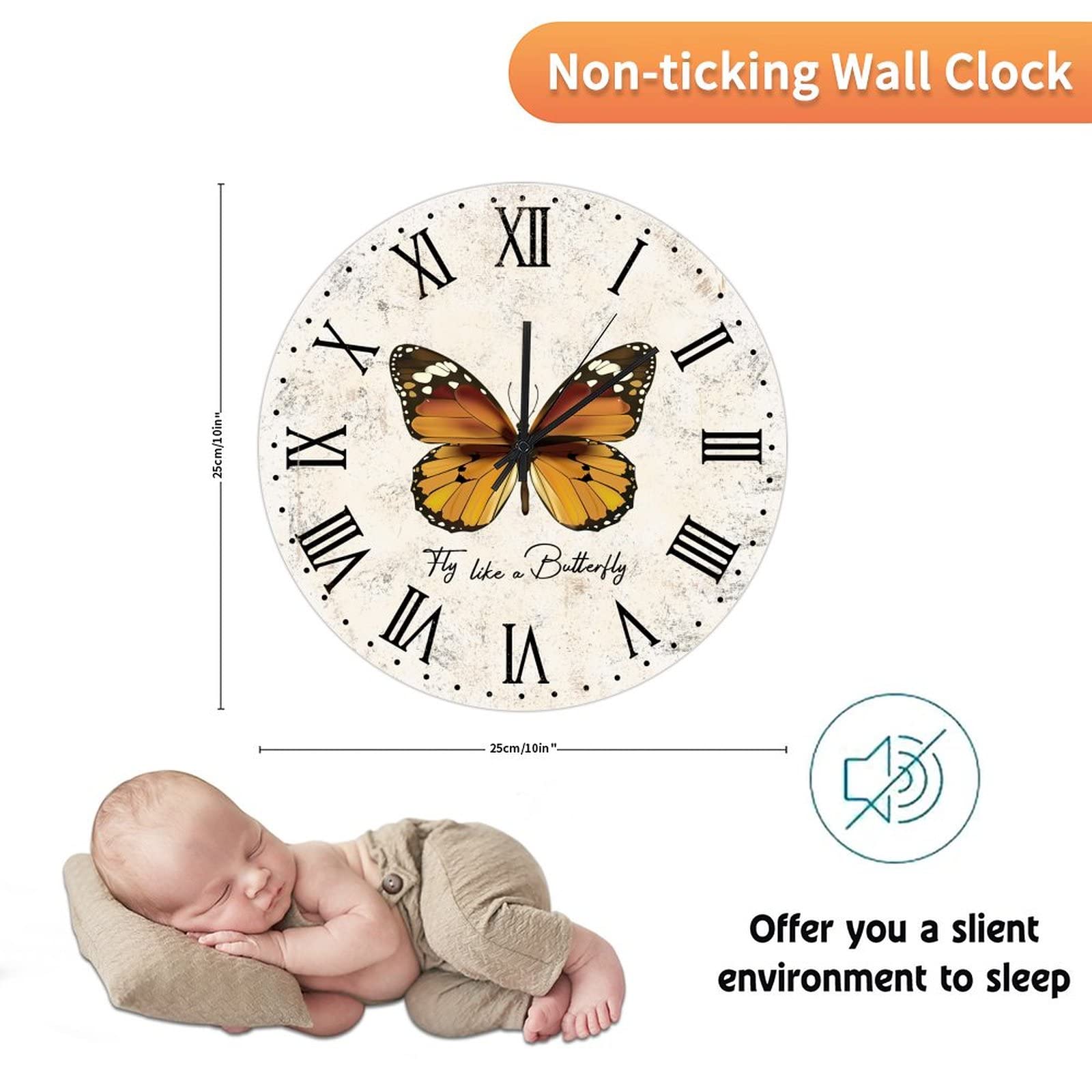 Horloge Murale Vintage Citron 25,4 Cm - Silencieuse Sans Tic-tac, Alimentation Pile AA, Design Rétro Pour Salon, Cuisine, Bureau - 11