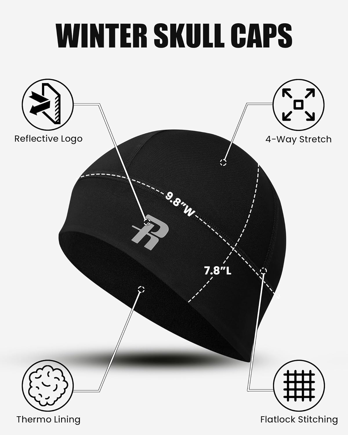 Runhit Football Skull Cap - Moisture Wicking Running Sports Skullcap, Fleece Helmet Liner for Cycling Motorcycle Hard Hat - Image 3