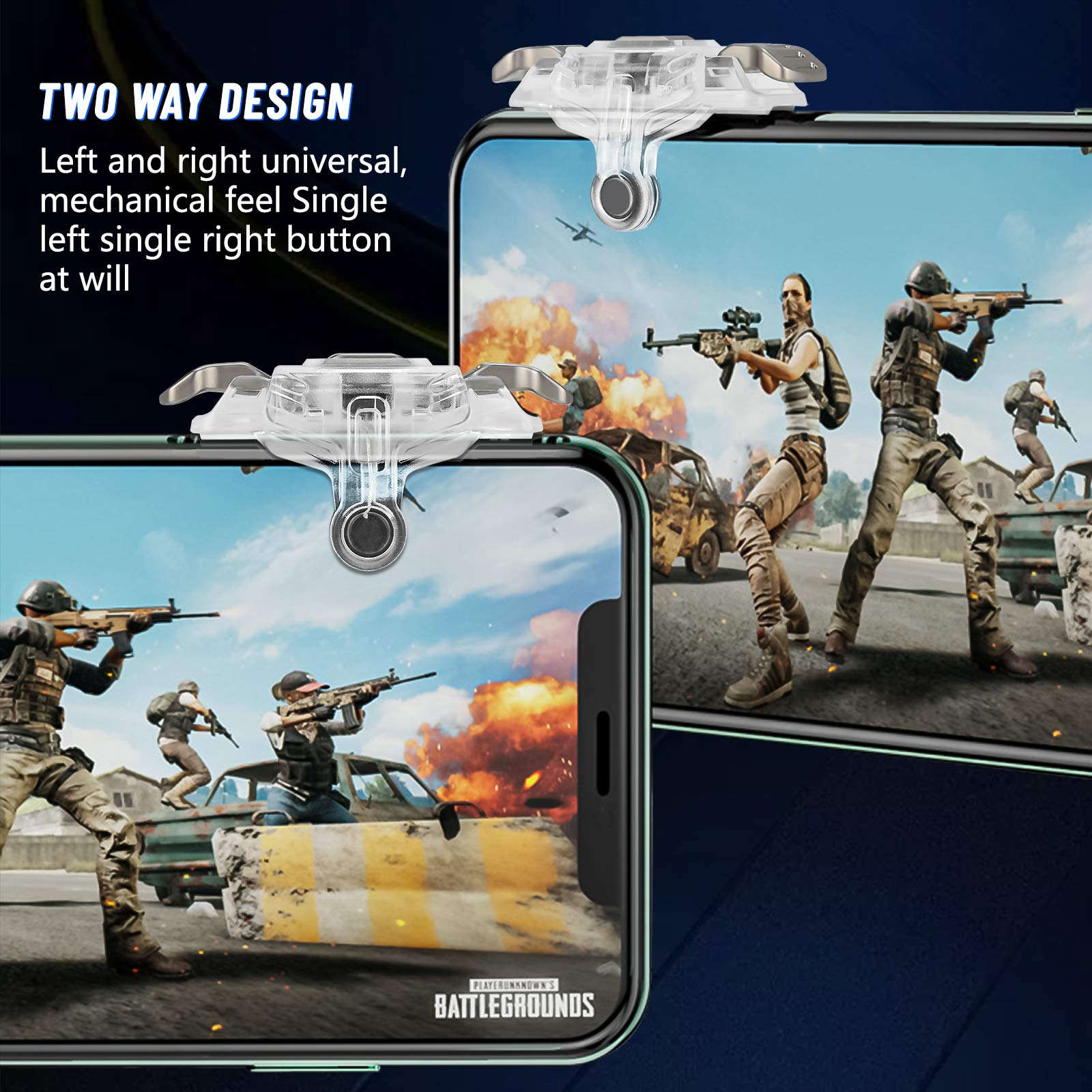 Newseego PUBG Mobile Trigger Controller,Versione Aggiornata PUBG Gaming Mobile Trigger,Pulsanti Chiave per Sparatutto a Fuoco Sensibile Trigger per PUBG/Re Della Gloria per IOS&Android-Trasparente