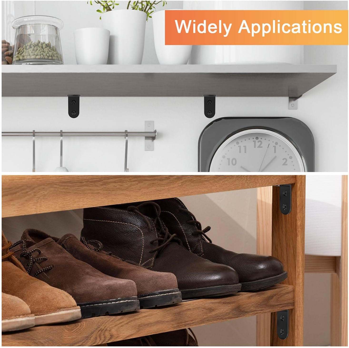 20 PCS Steel L Brackets for Shelves 1.6 Inch,L Bracket Corner Bracket,Black Shelf Bracket,L Brackets for Wood Furniture Bedframe Cabinet Drawer Chair Cabinet Bookshelf with Screws