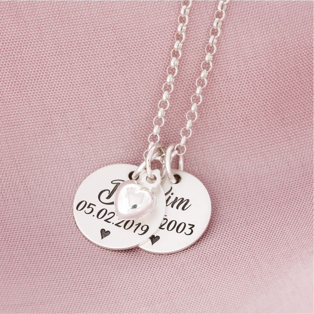 Namenskette 925 Silber Silberkette mit Namen Zwillinge Echtschmuck Kette mit Gravur Geburt personalisiert Geschwister Familie Schmuck| HANDMADE IN GERMANY