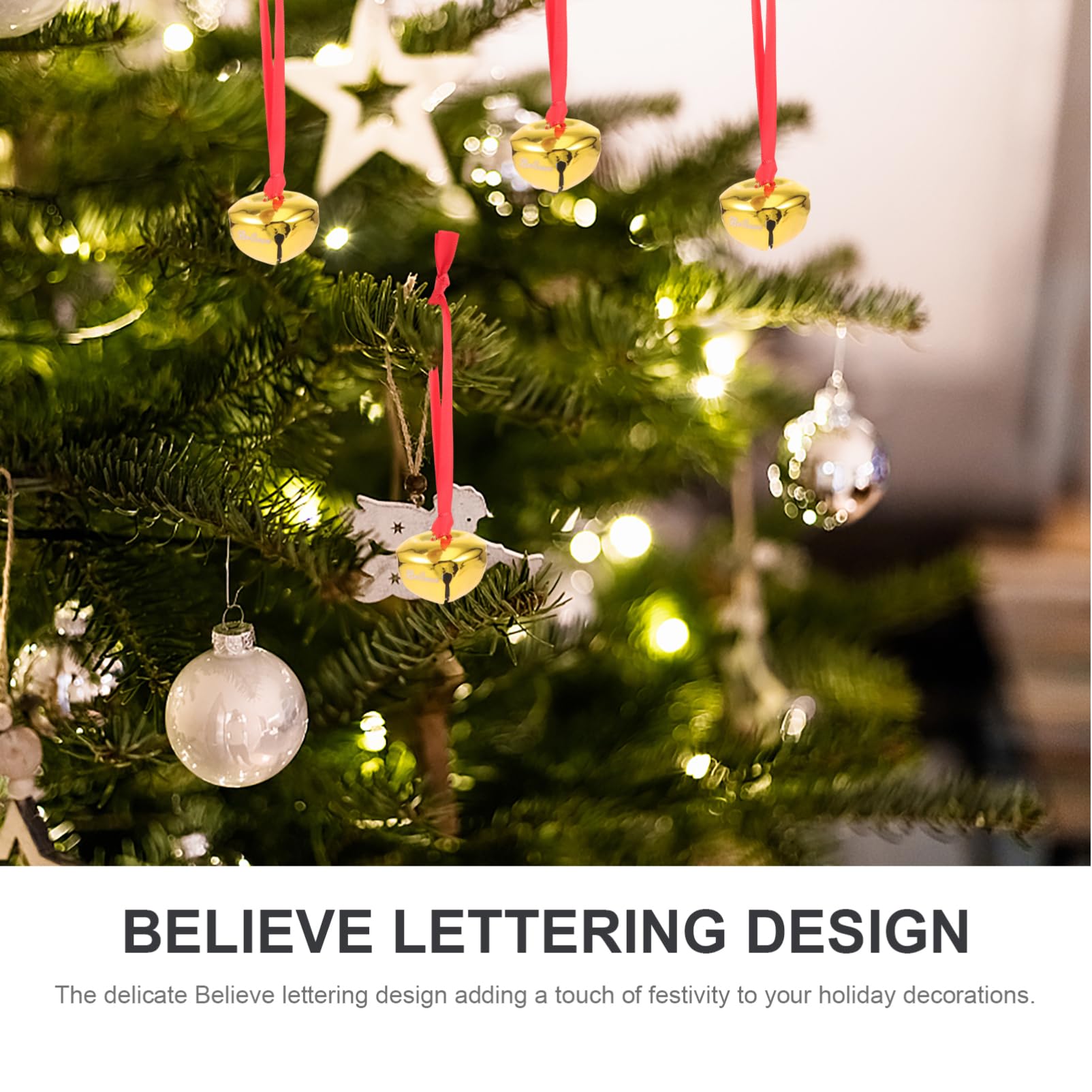 Gatuida 4 Set Campane Di Natale Campane Di Mucca Di Natale Ornamenti Per Borse A Campana Decorazioni Da Appendere All'albero Di Gonne Dell'albero Di Poliestere 12 Pezzi * 4