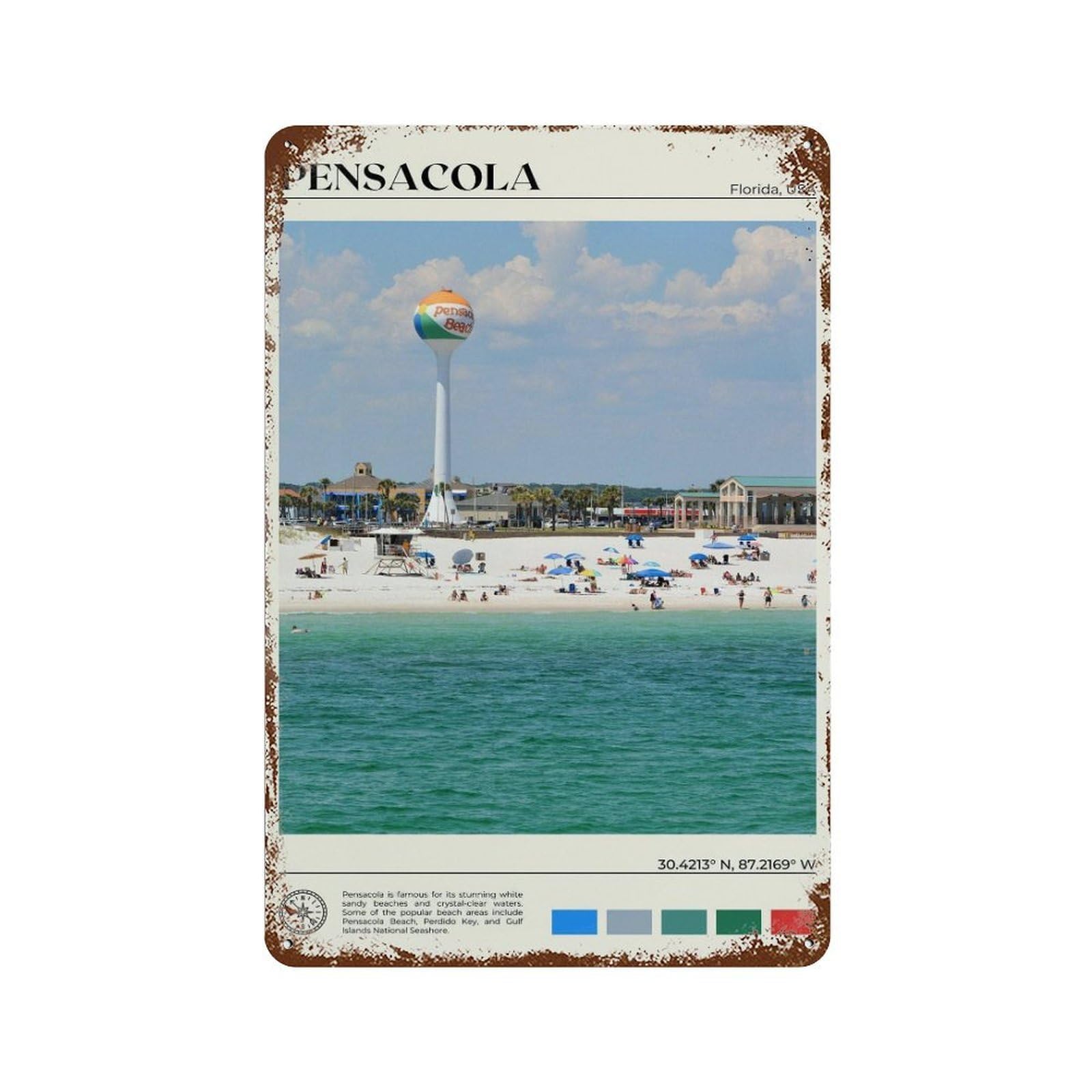 xiaoxiaoshen Real Photo Pensacola Decor Wall Decor Art Metal Tin Poster Modern Home Decor Art Home Bar Shop Decorations Vintage Sign 30x20cm