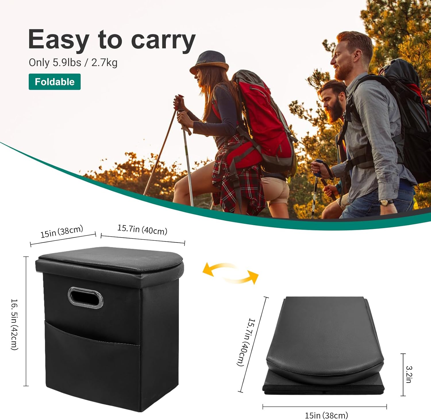 Upgrade XXL Portable Toilet for Adults, Extra Large Portable Travel Floding Toilet, Camping Tall Toilets with Lid for Adults and Kids Compact Potty for Car,Hiking,Beach and Camping