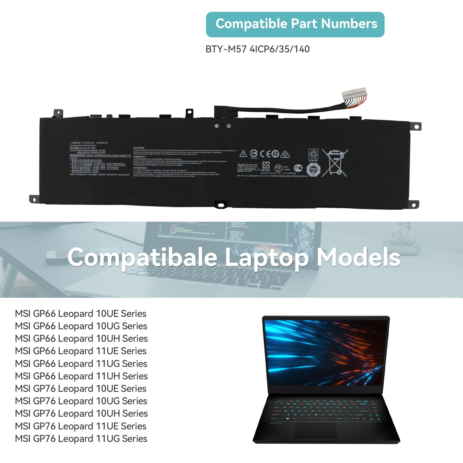 Toptan Laptop batarya BTY-M57 MSI GP66 GP76 10UG MS-17K3 M57 baterie dizüstü Ali
