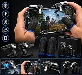 Gatilho para Celular Gamer com Luvinhas de Dedo – Kit Controle para Jogos Mobile, PUBG, Free Fire, Call of Duty – Alta Sensibilidade, Anti Suor, Precisão e Conforto